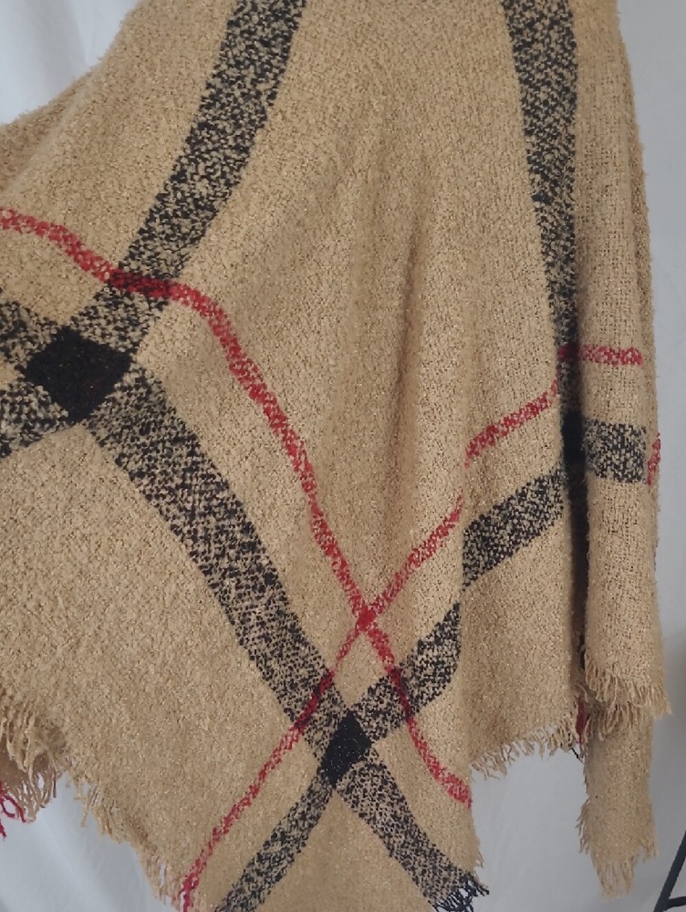 Ultra Soft Plaid Turtleneck Poncho (Burberry Style Pattern) O/S - Picture 6 of 13